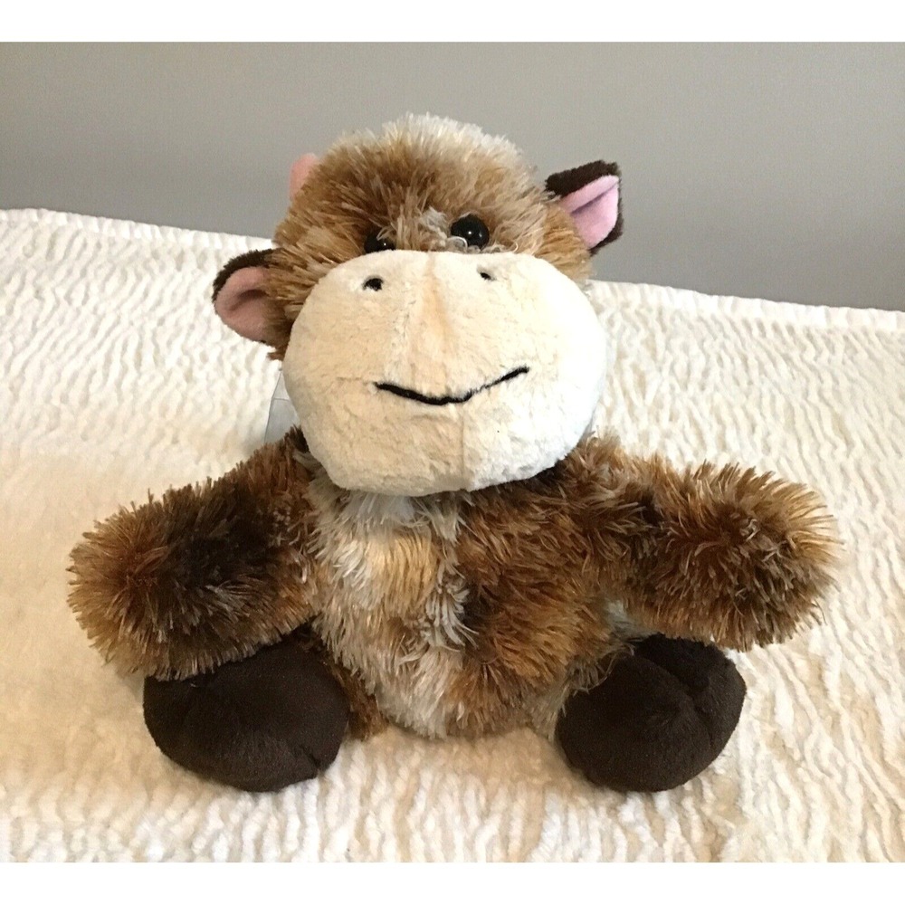 Brown Cow Baby Bull Plush w/Horns Sitting Laying Floppy Fluffy Stuffed Animal - Picture 2 of 8